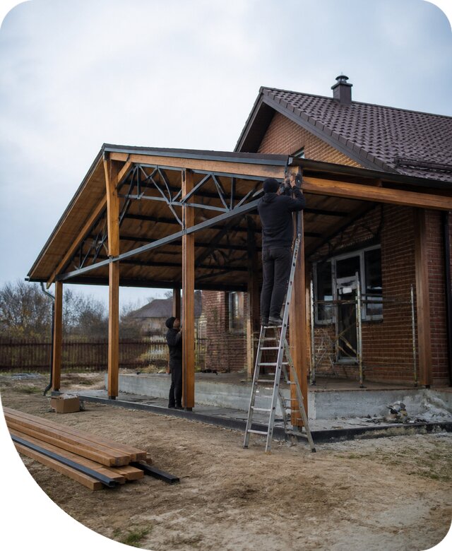 Пристройка навеса к дому и участку в Шатуре под ключ