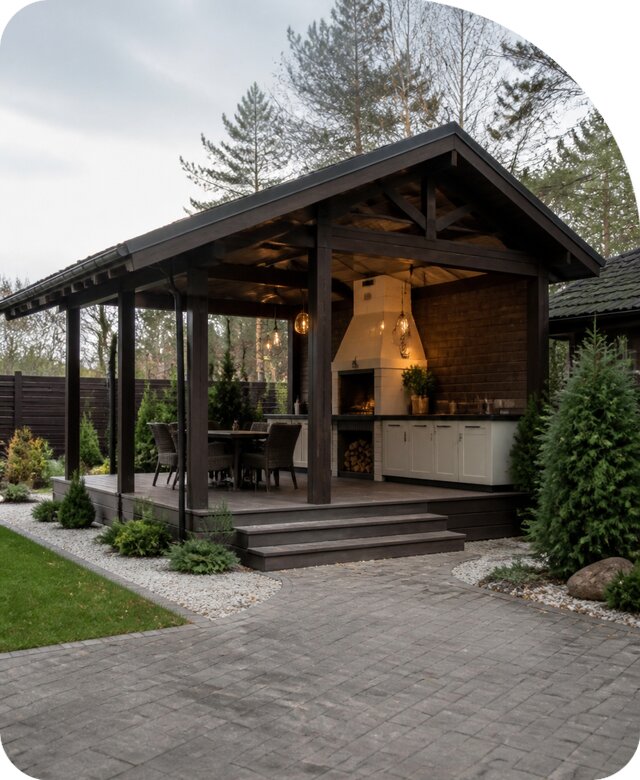Строительство беседки с летней кухней в Шатуре от 358540 р. | РадиДОМА-Штр